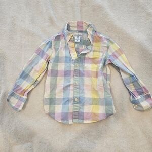 Pastel Plaid Button-Up Shirt - Multi Pastel Colors 2t